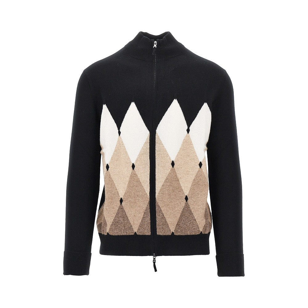 Ballantyne Diamond-shaped cashmere cardigan