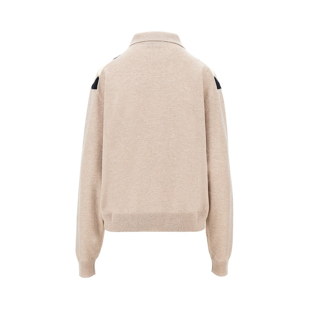 Miu Miu Argyle cashmere polo sweater