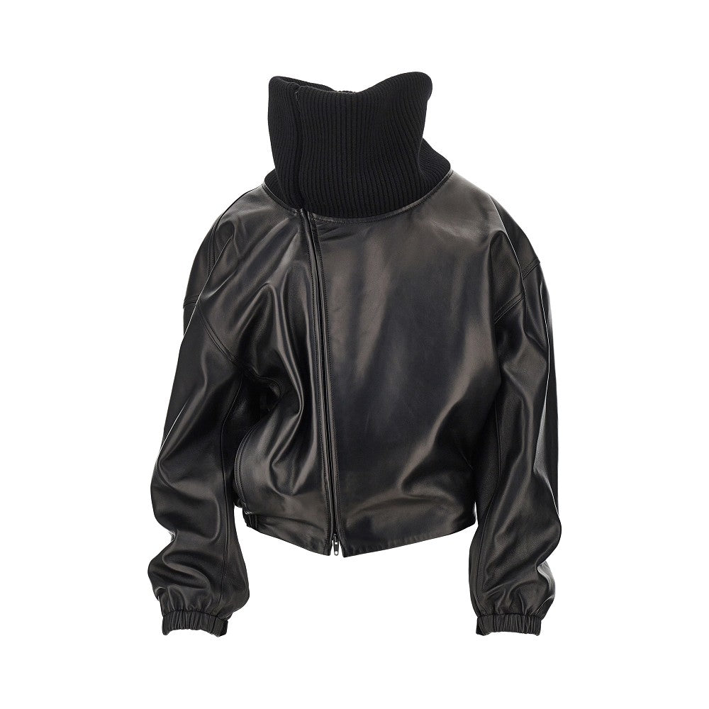 Phoebe Philo Nappa leather jacket with rib knit collar