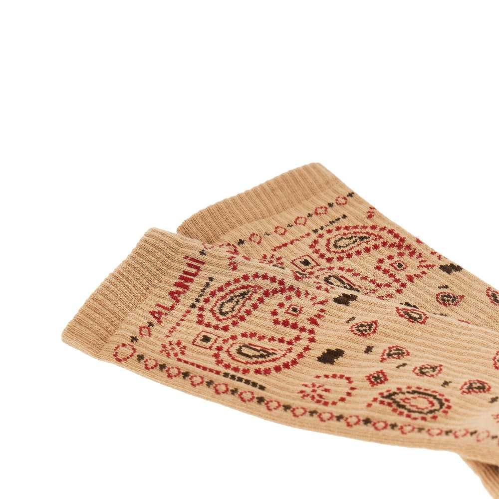 Alanui Cotton-blend socks with Bandana motif