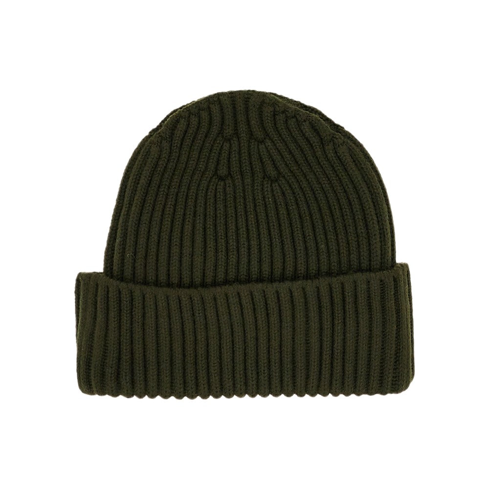 Stone Island Wool beanie hat with logo patch