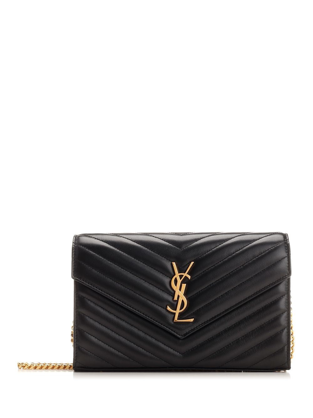 Saint Laurent Clutch Bag With Shoulder Strap "Cassandre" - Black