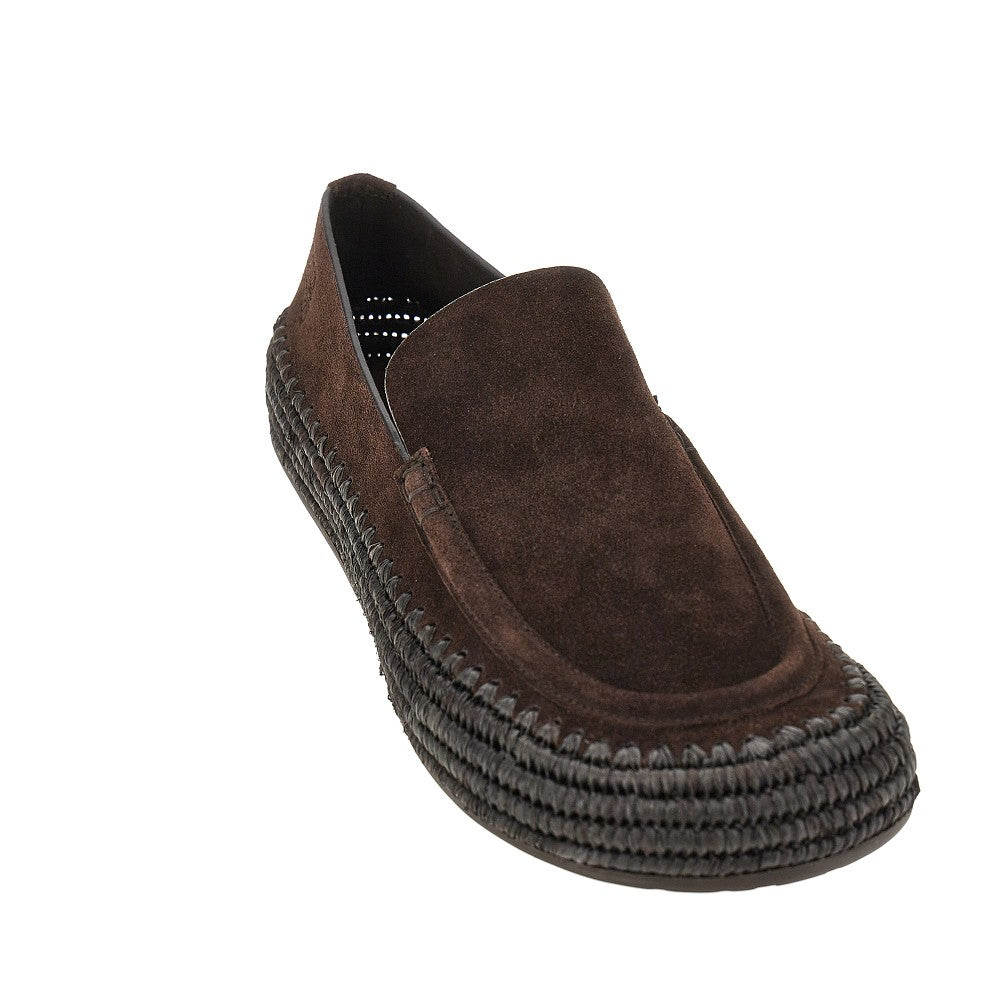 Loewe 'Rio' suede leather and raffia shoes