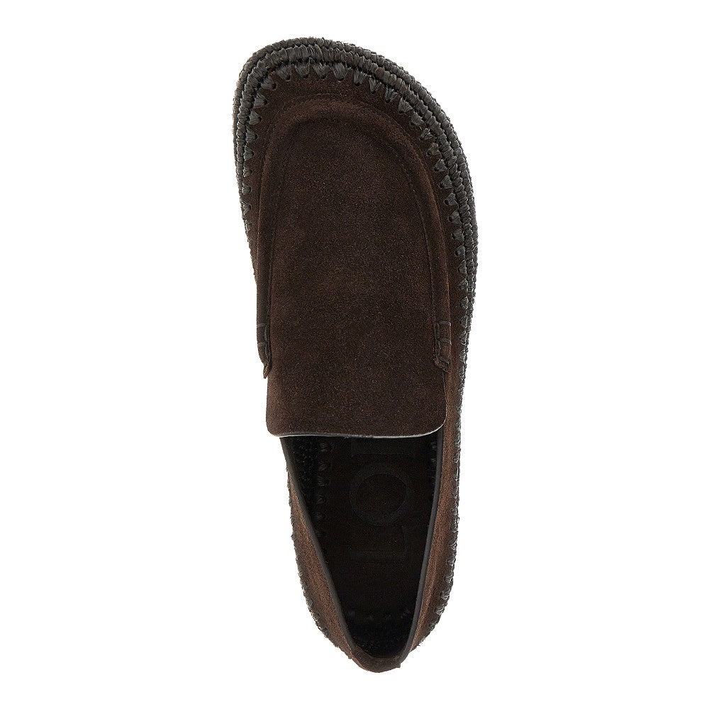 Loewe 'Rio' suede leather and raffia shoes