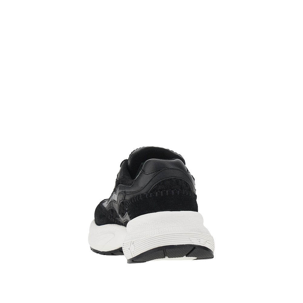 Emporio Armani Knitted sneakers with faux leather details