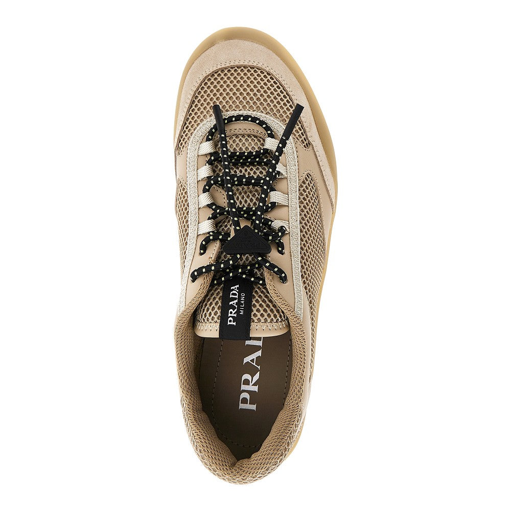 Prada 'Speedrock' mesh and leather sneakers