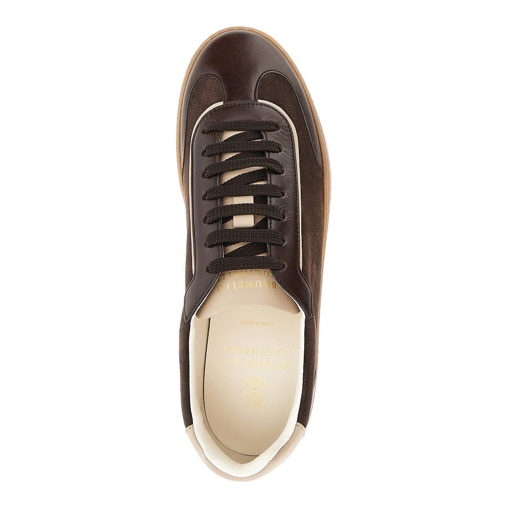 Brunello Cucinelli Smooth and suede leather sneakers