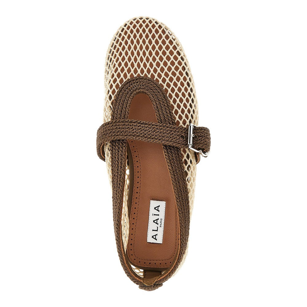 Alaïa Satin cord and net ballet flats