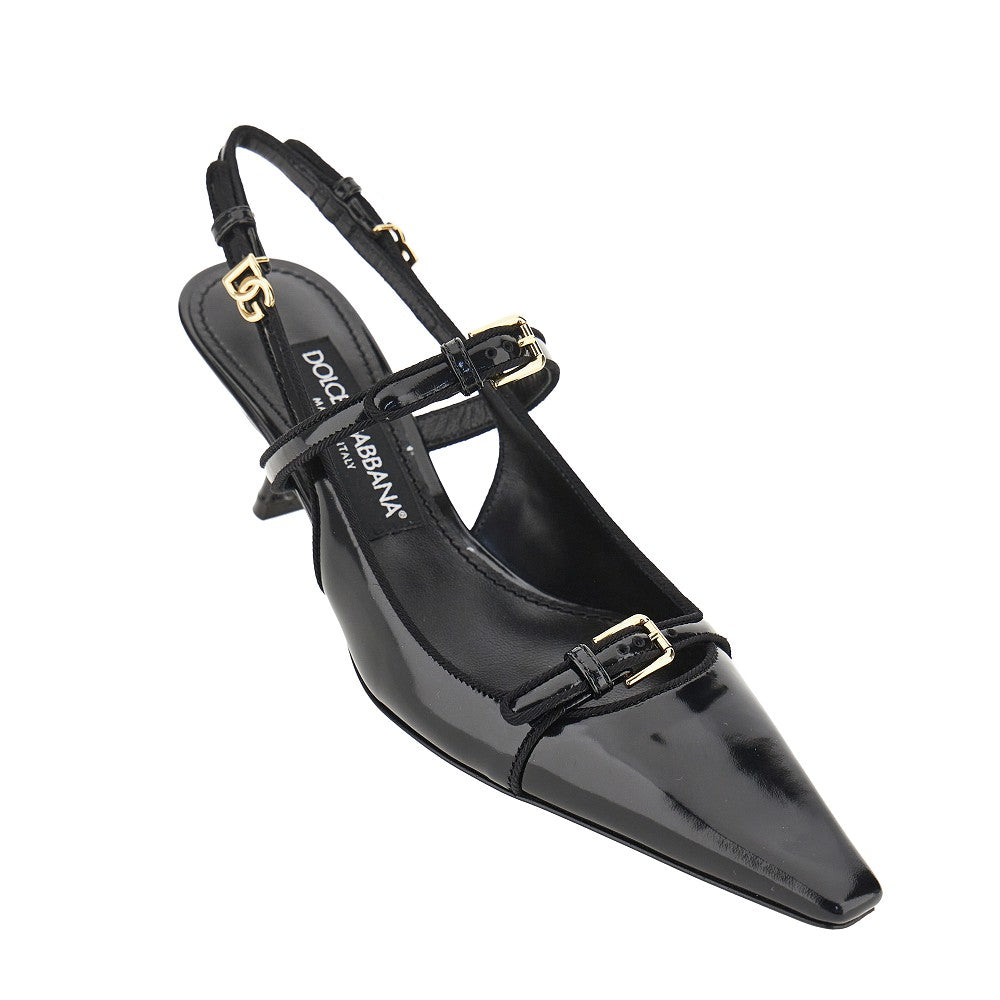 Dolce & Gabbana Glossy leather buckled slingback pumps