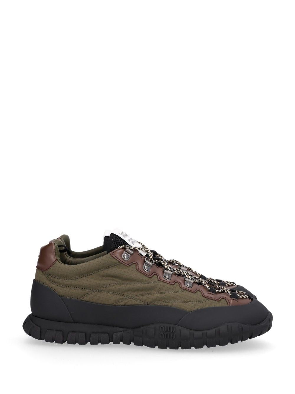 Miu Miu "Tyre" Sneakers In Technical Fabric And Leather - Green
