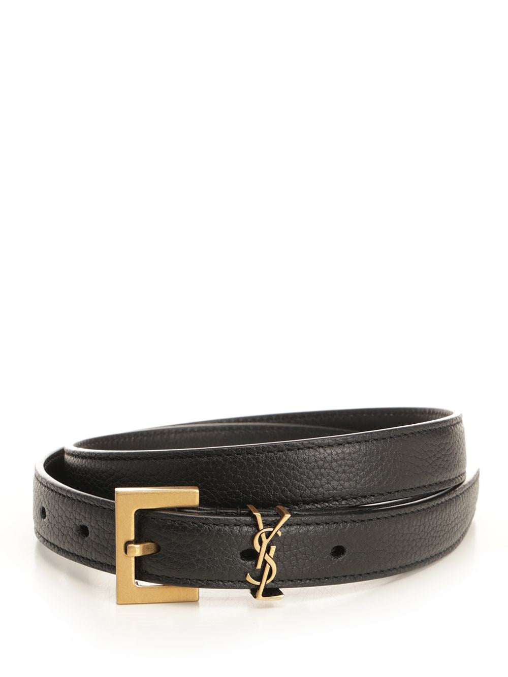 Saint Laurent Thin "Cassandre" Belt - Black