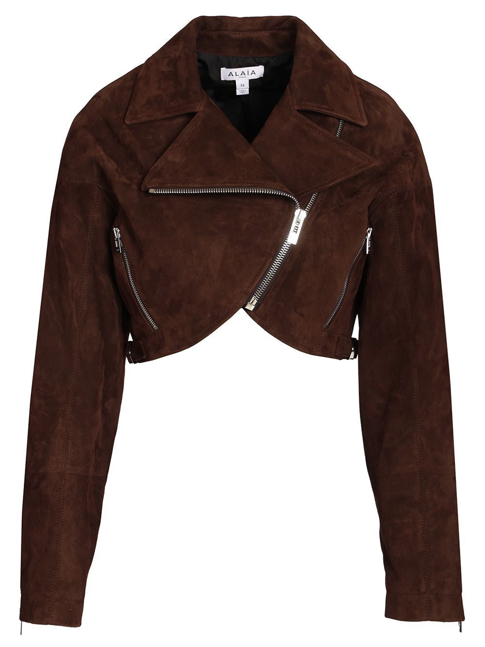 Alaïa Cropped Biker Jacket - Brown