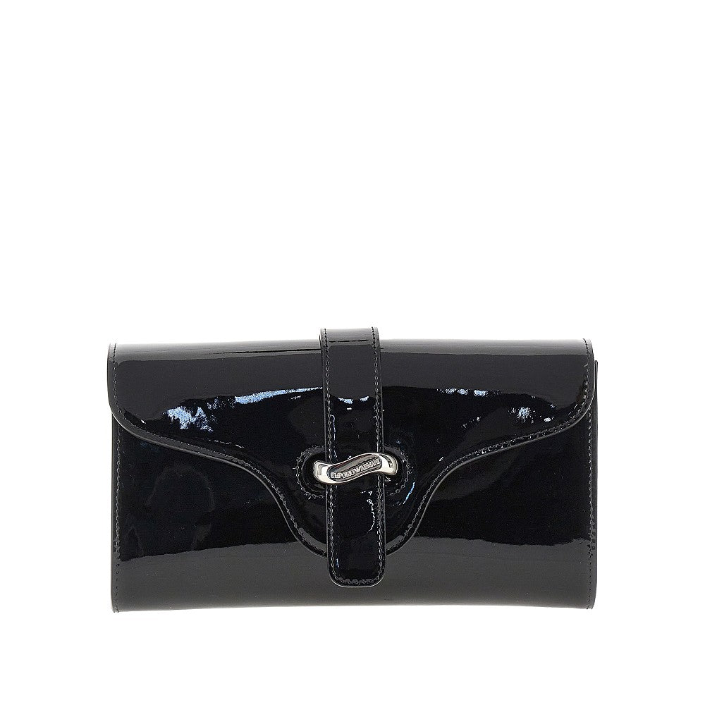 Emporio Armani Patent leather clutch with chain