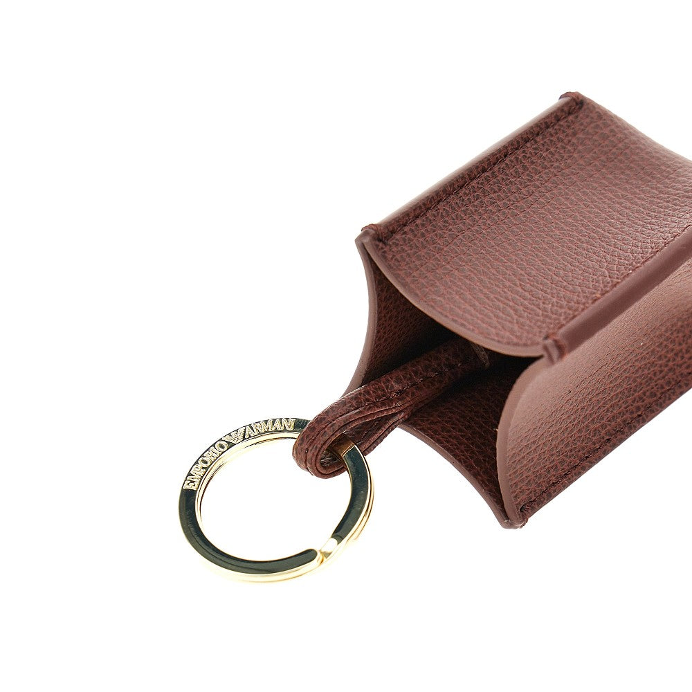 Emporio Armani Grained leather charm with logo plate