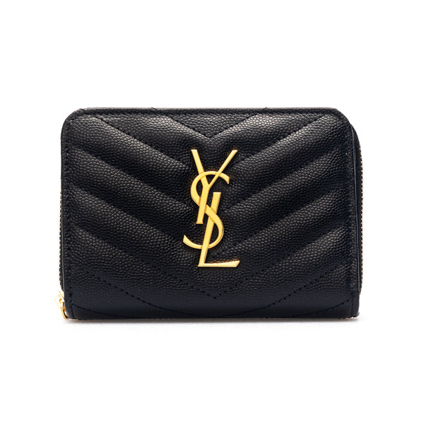Saint Laurent Grain De Poudre leather Cassandre wallet
