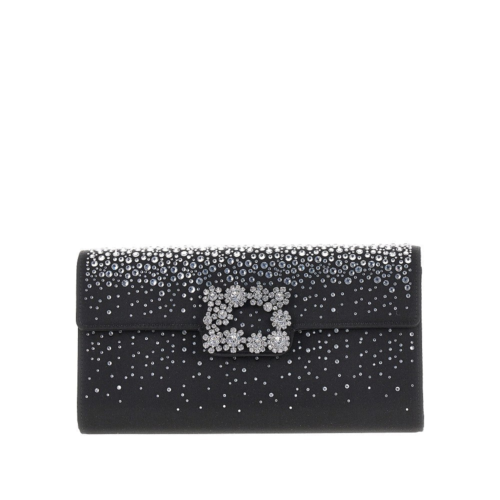 Roger Vivier 'Efflorescence' satin pouch with rhinestones