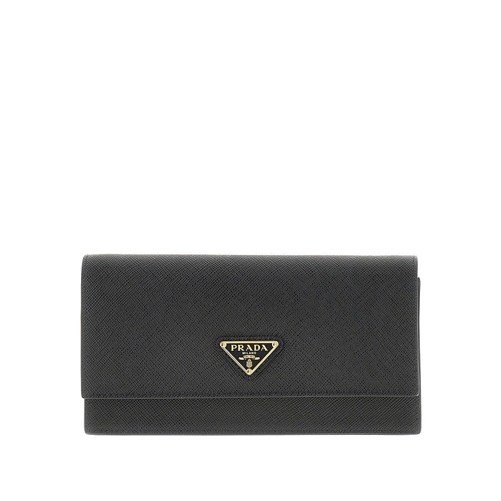 Prada Saffiano leather clutch with triangle logo