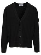 Stone Island V-Neck Cardigan - Black