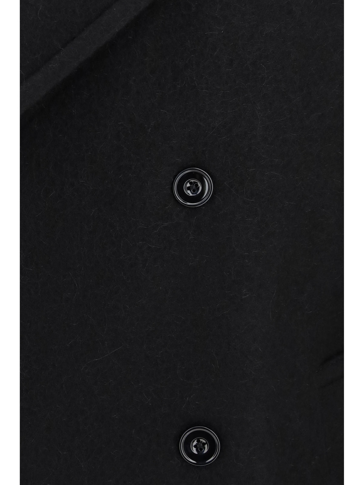 Lemaire Short double-breasted wool and alpaca Coat - Black