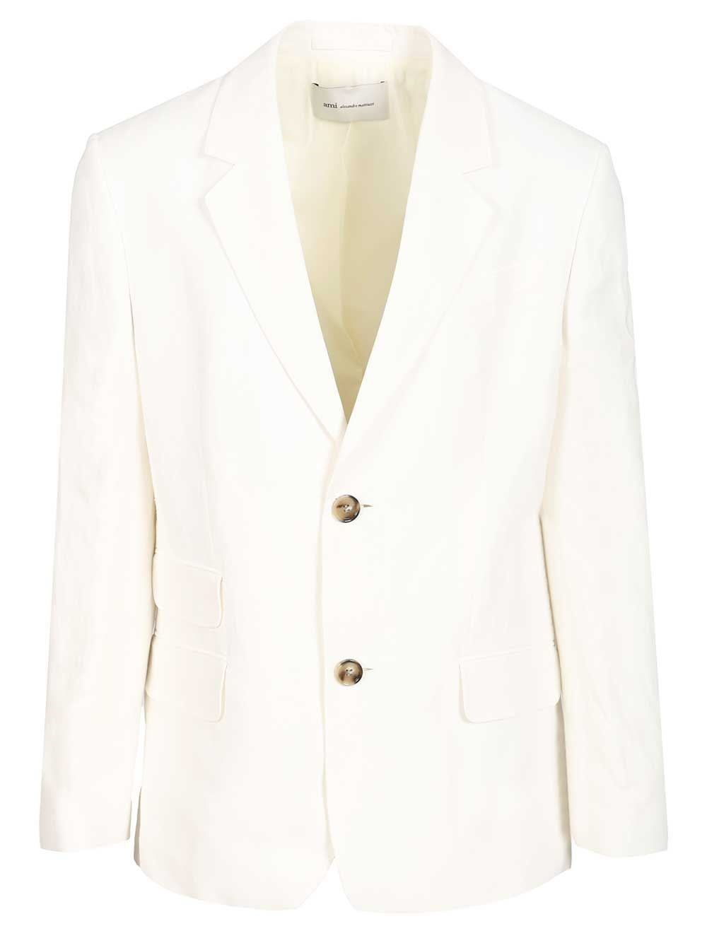 Ami Single-Breasted Jacket - White