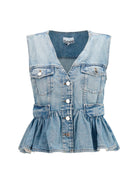 Ganni Lightweight denim Vest - Light Blue Vintage