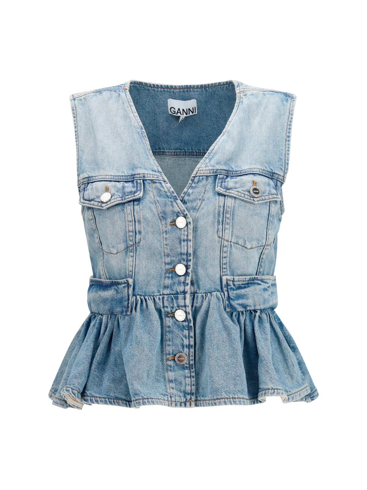 Ganni Lightweight denim Vest - Light Blue Vintage
