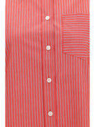 Ganni Striped cotton Shirt with balloon sleeves - High Risk Red