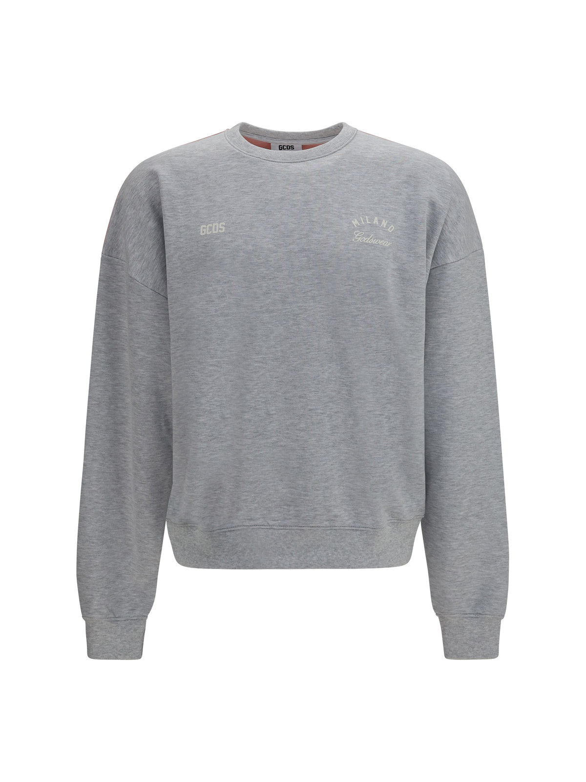 GCDS Crewneck Sweatshirt with back logo - Vapor Grey/Pink