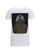 Max Mara Calca graphic print T-shirt - Fondo White Wegman Cappotto Khaki Dark