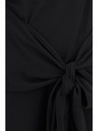 Ganni Draped-knot crepe mini Dress - Black