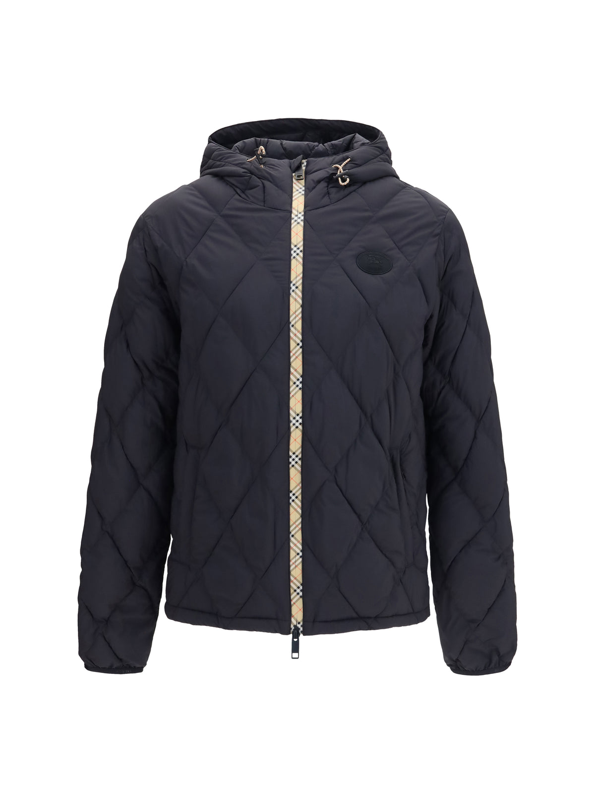 Burberry Doversgreen nylon Down Jacket with Check stitching - Black