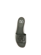 Valentino Garavani VLogo patent leather Slide Sandals - Oasis