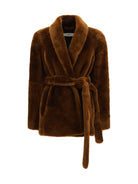 Phoebe Philo Short belted Coat - Green Ginger