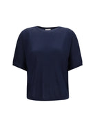 Brunello Cucinelli Short-sleeve cashmere and silk Sweater - Blue Freddo