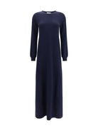 Malo Long cashmere crewneck Dress - Blu.