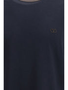 Valentino Embroidered logo cotton-jersey T-shirt - Dark Navy/Ebony