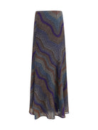 Missoni Sequined chevron lamé viscose long Skirt - Multiblu/Violet/Orange