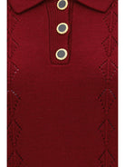 Alessandra Rich Merino wool Polo Shirt with buttons - Burgundy