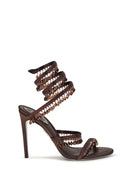 Rene Caovilla Chandelier Sandals in satin - Fondant Satin/Burgundy