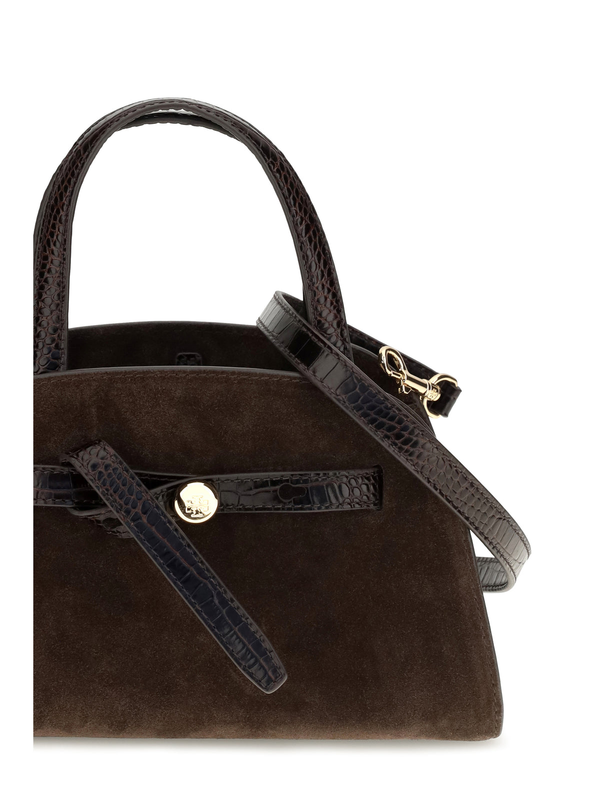 Tory Burch Small Romy suede Top Handle Bag - Dark Cocoa