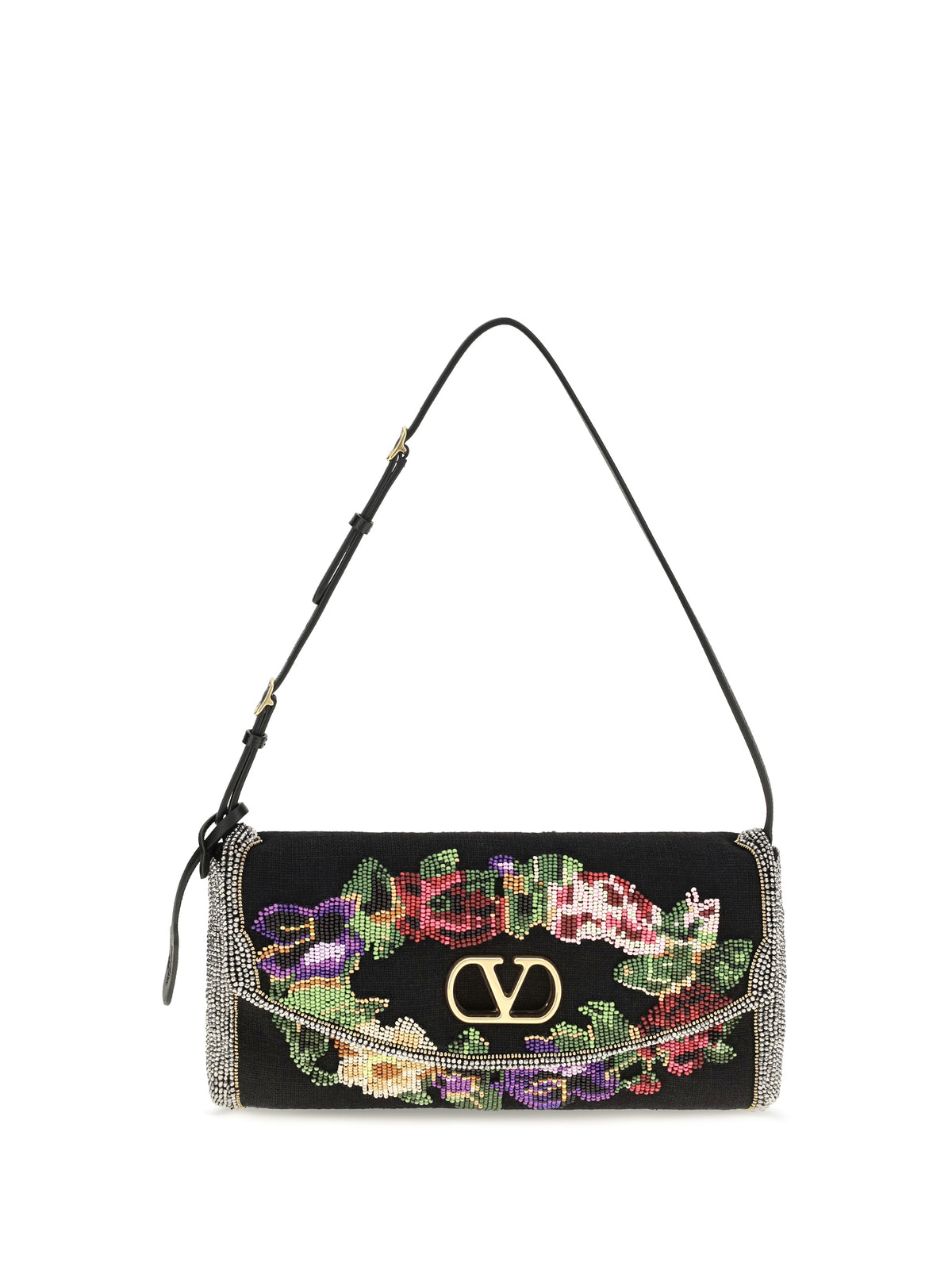Valentino Small embroidered Devain Shoulder Bag - Multicolor/Black