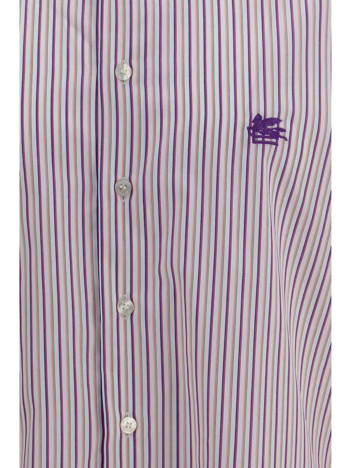 Etro Roma striped cotton Shirt with Pegaso logo - Var. Multicolor  F.Do Pink