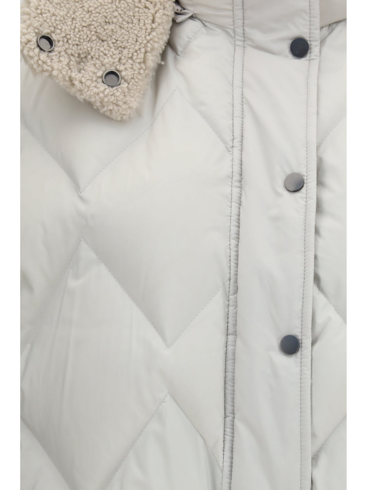 Brunello Cucinelli Padded Vest with shearling Hood - Geyser