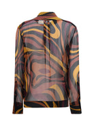 Pucci Creponne Shirt in Marmo print - Burgundy Gold