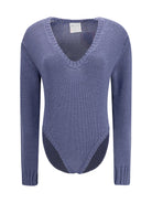 Forte_forte Cable-knit wool Bodysuit - Cadet