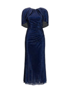 Self-Portrait Midi Dress with cape sleeves and crystals - Navy Blue