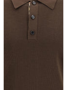 Burberry Long-sleeve wool Polo - Chocolate Brown