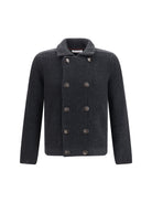 Brunello Cucinelli Marina Cardigan in English Rib Cashmere - Charcoal