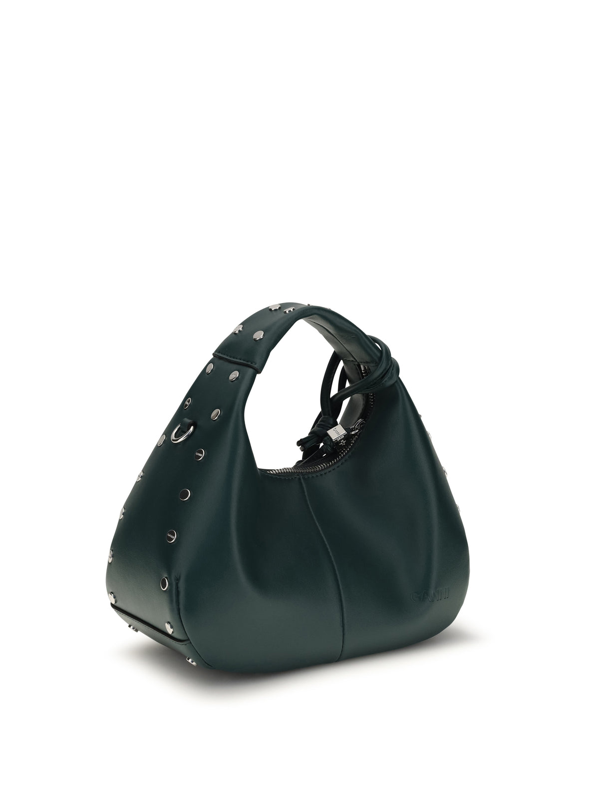 Ganni Mini studded Hobo Handbag - Dark Green
