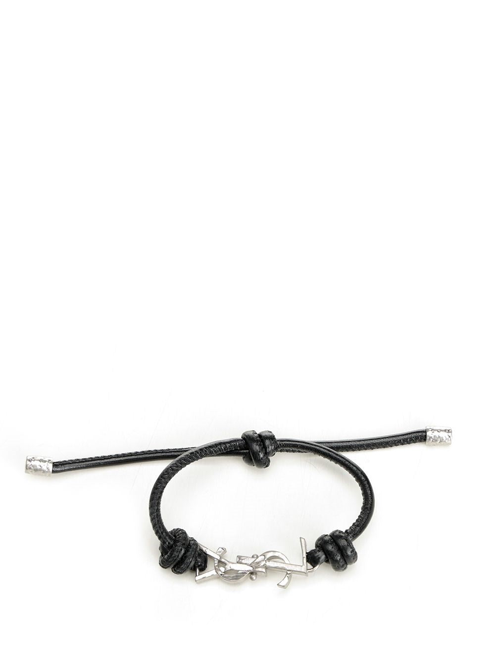 Saint Laurent Cassandre Leather Bracelet - Black
